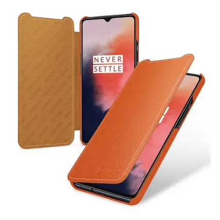 Оранжевый Роскошный чехол для телефона из натуральной кожи для Oneplus 7T 7T Pro ручной работы модный флип-защитный чехол для Oneplus 7T 1+ 7T coque capa - Цвет: Оранжевый