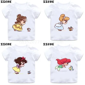 

Girls Vogue Little Princess Alice and Fox Cartoon Print T shirt Kids Funny Clothes Children Summer Tops Baby T-shirt