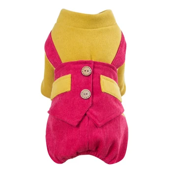

Outfit Puppy Windproof Thickened Casual Pet Supplies Coat Autumn Fashion Patchwork Button Closure Daily Dog Clothes Winter Warm