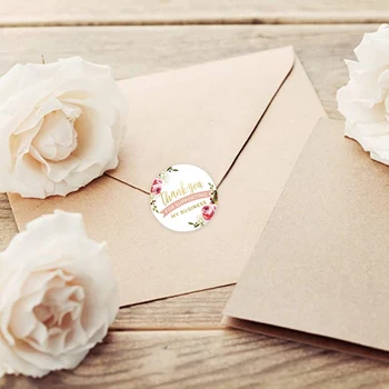 

1Inch "Thank You for Supporting My Small Business" Round Floral Label Seals Sticker 500Pcs/roll For Handmade Envelope Decor