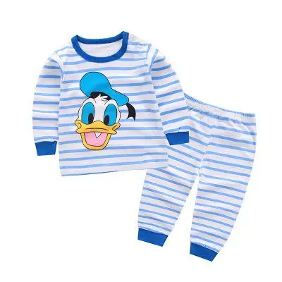 Весенние пижамы для мальчиков и девочек комплект детской одежды, комплекты одежды для малышей Детская футболка с длинными рукавами и рисунком+ штаны, домашняя одежда - Цвет: P3