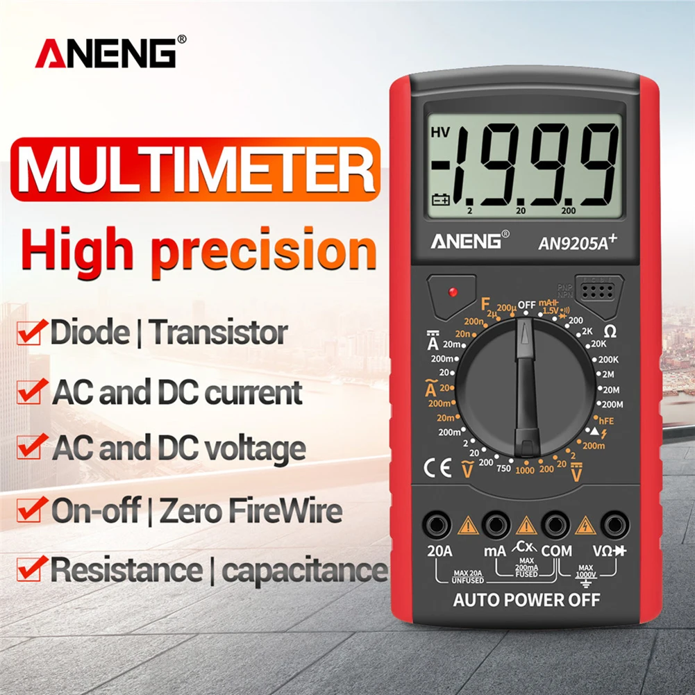 ANENG AN9205A мини цифровой мультиметр с зуммером защита от перегрузки безопасность