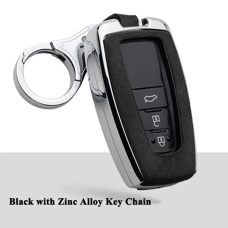 Black with Chain 1 шт., SEEYULE, высокое качество, цинковый сплав, кожаный чехол для автомобильных ключей, оболочка, стильные автомобильные аксессуары для Toyota Camry CHR CH-R - Название цвета: Black with Chain