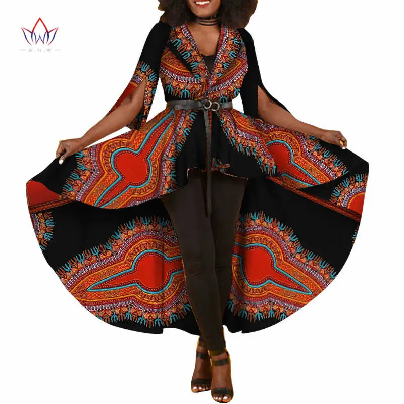 Новые африканские платья с принтом Дашики для женщин, Тренч, женская верхняя одежда макси, Тренч, женская брендовая одежда 6XL WY1812 - Цвет: 2