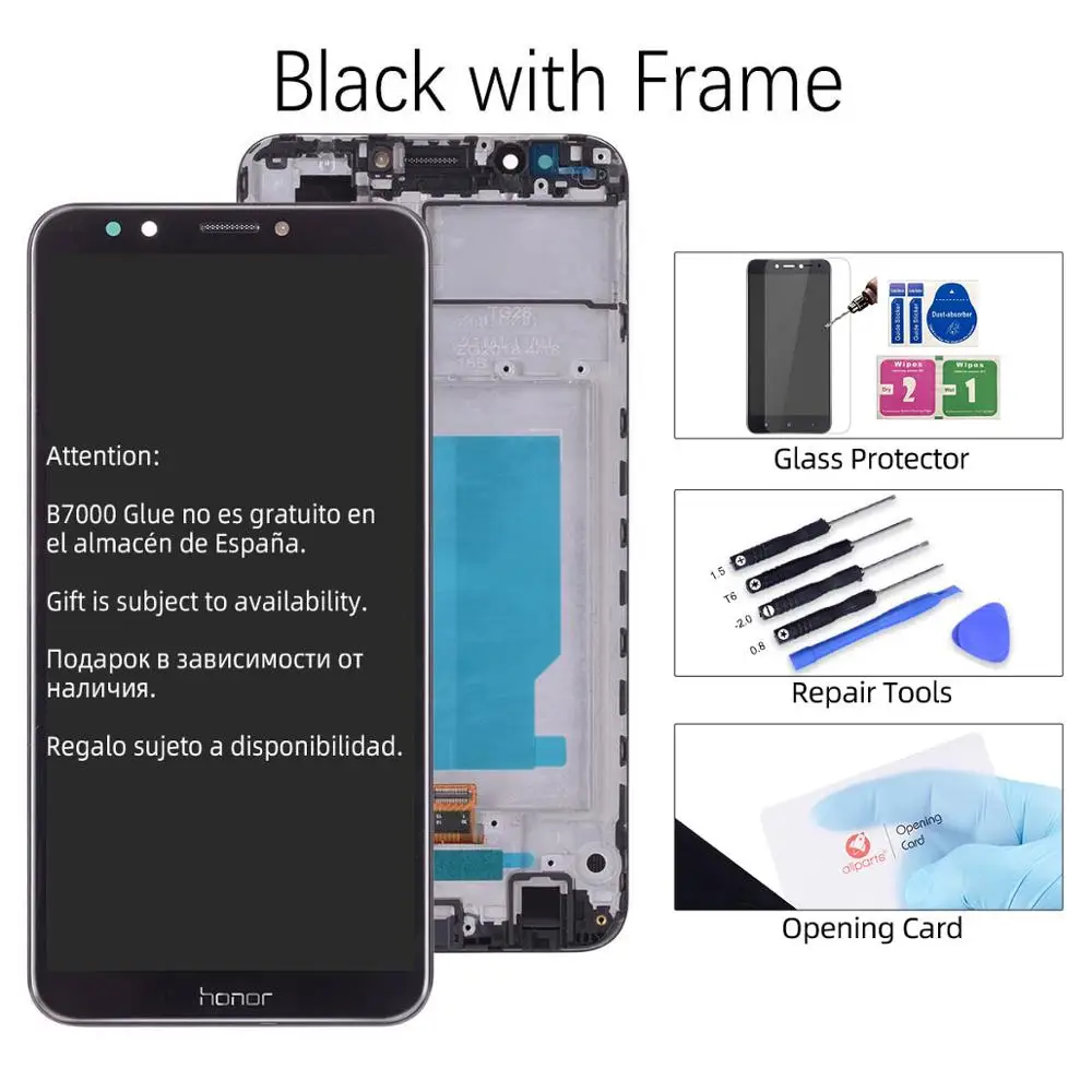 Дисплей для Huawei Honor 7C 7C Pro LCD в сборе с тачскрином на рамке 5.99'' черный белый - Цвет: Black with Frame