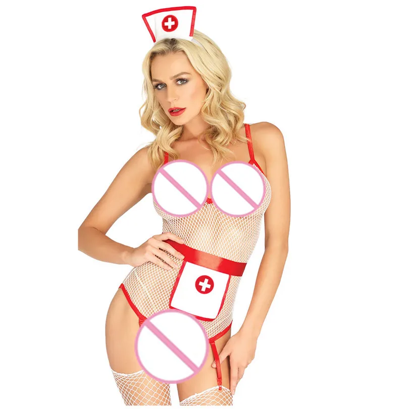 Женский сексуальный кружевной Экзотический костюм, нижнее белье, сетка, открытая промежность, перспективная форма медсестры, одежда для