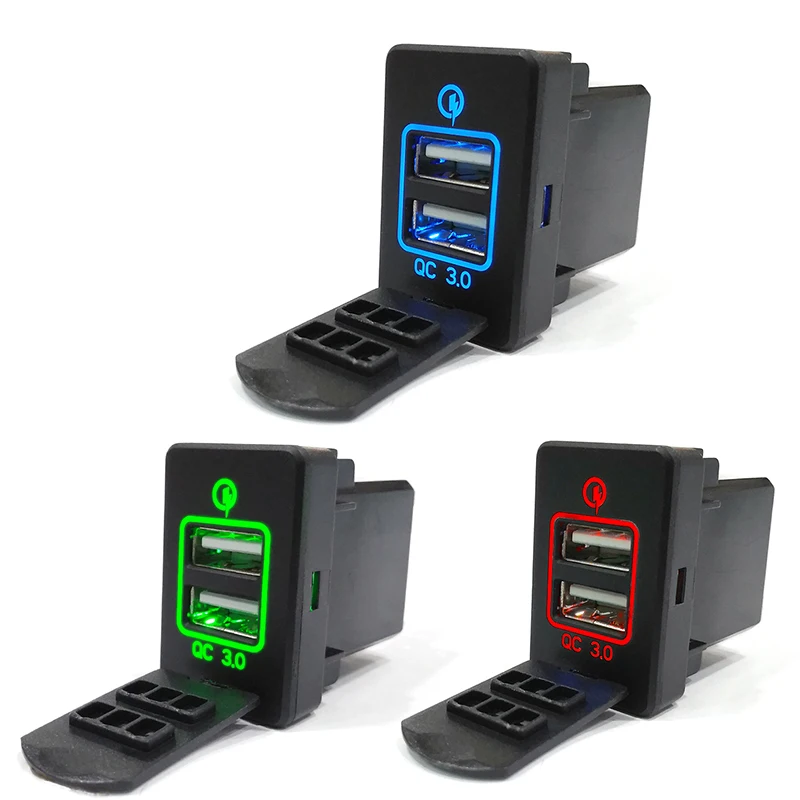 Для Honda, 1 шт., новинка, QC 3,0, быстрая зарядка, двойной USB, автомобильное зарядное устройство, быстрая зарядка, 2 USB порта, автомобильный адаптер, светодиодный разъем, 12-24 В
