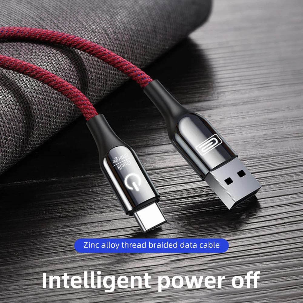 FDBRO 2.4A Smart power Off usb type C светодиодный кабель быстрое зарядное устройство type-c кабель для samsung S10 S9 Note 9 Oneplus 6t USB-C кабель usbc