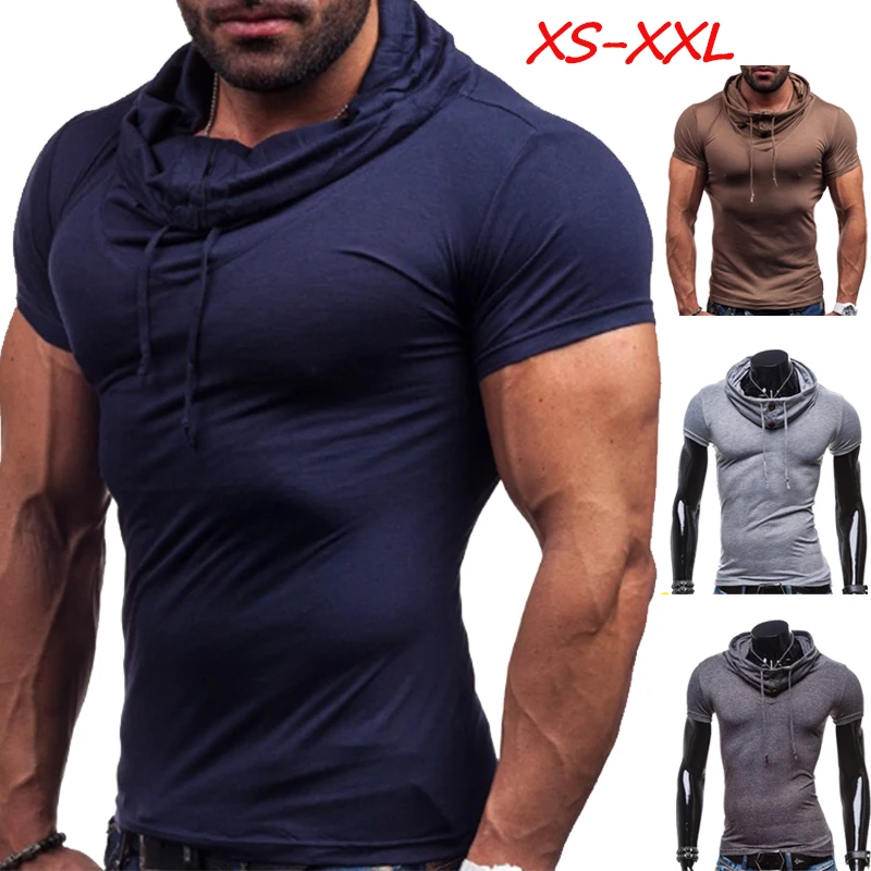 Sudadera con capucha para hombre, de manga corta, informal, de Color sólido, de verano, nueva