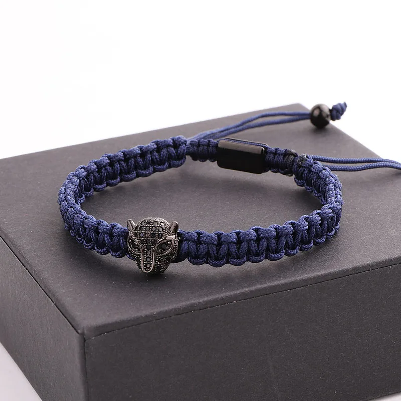 Men women Jewelry Bracelet CZ Pave Cute Leopard Charm Cord Braided Friendship Men Bracelet Gift - Image 5