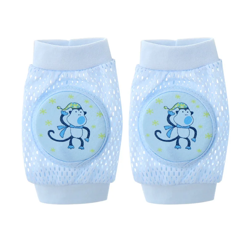 Little monkey Blue Ребенок Детские наколенники Детские Локоть ползать утолщение вентиляции лето учиться ходить обороны осенние сапоги выше колена - Цвет: Little monkey Blue