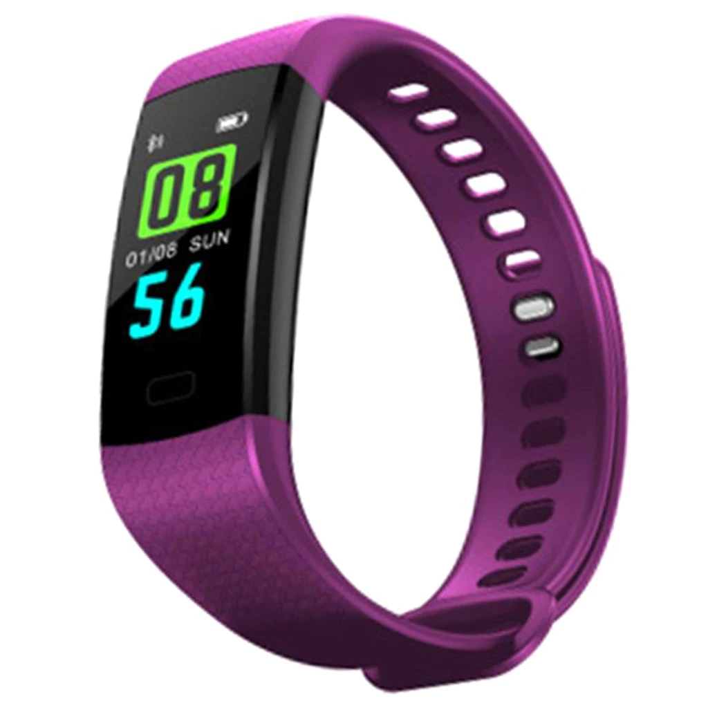 Men Women Smartband Smart Band Wristband Fitness Tracker Watch Health Heart Rate Blood Pressure Waterproof Smart Bracelet Watch - Цвет: Purple