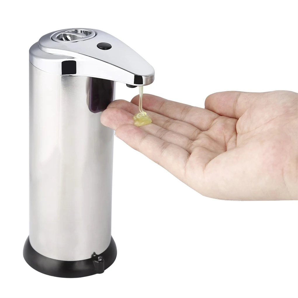 contenedor para Cocina y baño con Sensor Inteligente automático 250 ML InnerSetting Dispensador de jabón líquido de Acero Inoxidable Soap Bottle-A dispensador de desinfectante sin Contacto 