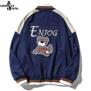 

Lindsey Seader 2020 Streetwear Hiphop Bomber Baseball Jacket Men Cartoon Embroidery Zipper Coat Harajuku Pocket Track Jacket