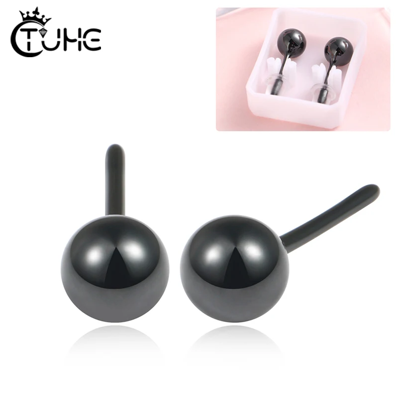 Черные круглые серьги-гвоздики в стиле панк из керамического материала, женские серьги-гвоздики для иглоукалывания, ювелирные изделия, свадебные украшения, подарок