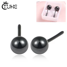 Черные круглые серьги-гвоздики в стиле панк из керамического материала, женские серьги-гвоздики для иглоукалывания, ювелирные изделия, свадебные украшения, подарок