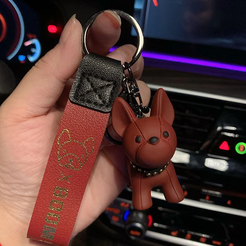 Брелок в виде французского бульдога из искусственной кожи брелок животного