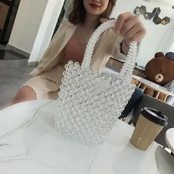 

Luxury Pearl Handbags Women Bags Lady Evening Party Shoulder Bag Elegant Beaded Messenger Bag with shoulder strap MIni Phone Bag