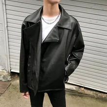 Осень и зима новая Корейская версия пары сплошной цвет Повседневная мужская мотоциклетная кожа