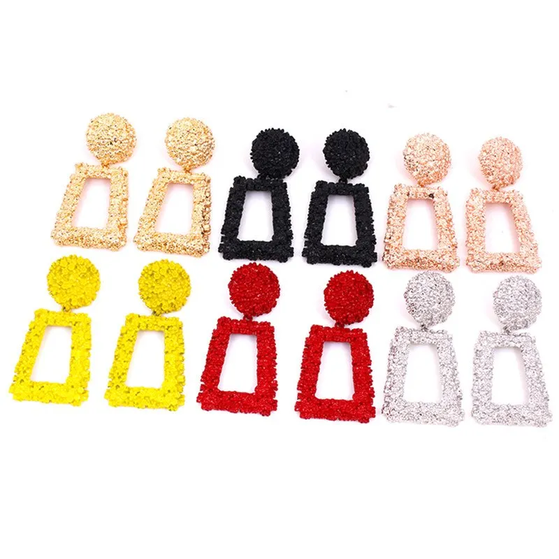 1Pair Fashion Metal Heavy Dangle Pendant Shiny Wedding Drop Earrings Jewelry Earrings for Women Hot Statement