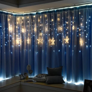 Ster Gordijn Lichten Led String Lights Garland Indoor Nieuwe Jaar Kerst Decoratie Voor Thuis Kamer Halloween Bruiloft Fairy Light