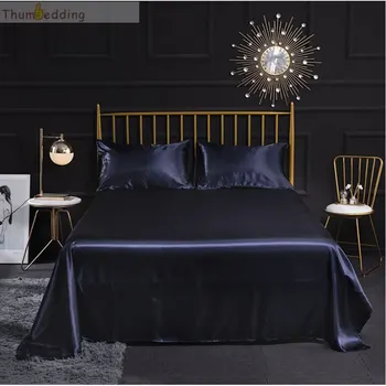 

Thumbedding Black Luxury Satin Silk Bed Sheet Set Soft Touching Duvet Cover Set Twin Full Comfortable Bed Cover with Pillowcase