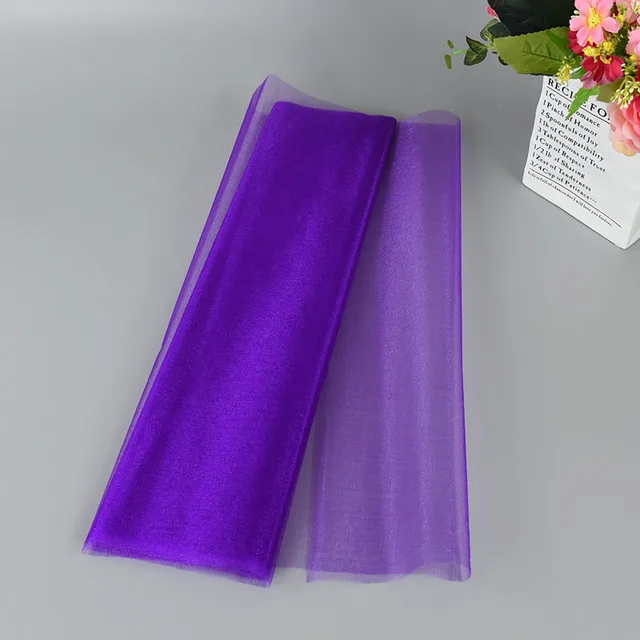 5/10m Wedding Decoration Tulle Roll Crystal Organza Sheer Fabric For Birthday Party Backdrop Wedding Chair Sashes Decor Yarn Dark purple