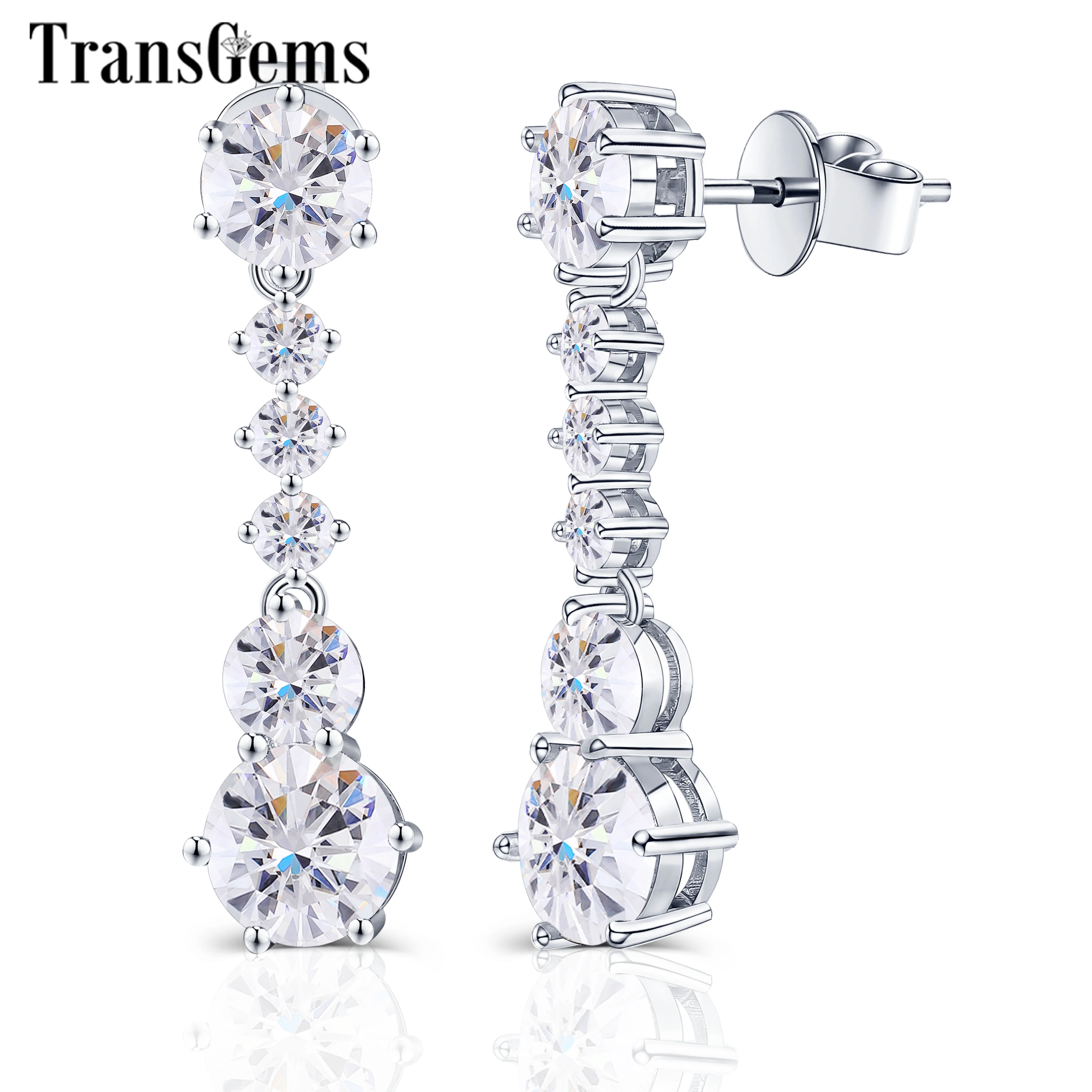 

TransGems 4.8 CTW Carat Lab Moissanite Diamond Drop Dangle Earrings 18K White Gold for Women Wedding Engagement Birthday Gift