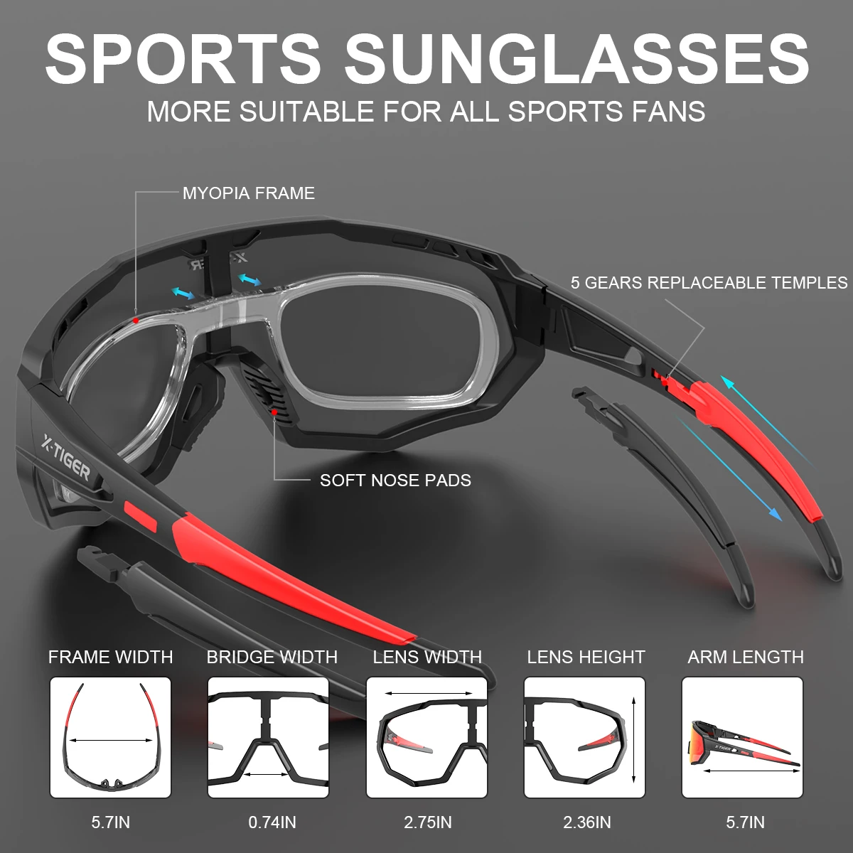 X-TIGER Gafas Ciclismo CE Certificación Polarizadas con 5 Lentes  Intercambiables UV 400 Gafas,Corriendo,Moto MTB Bicicleta,Camping y  Actividades al Aire Libre para Hombres y Mujeres TR-90 : :  Deportes y aire libre