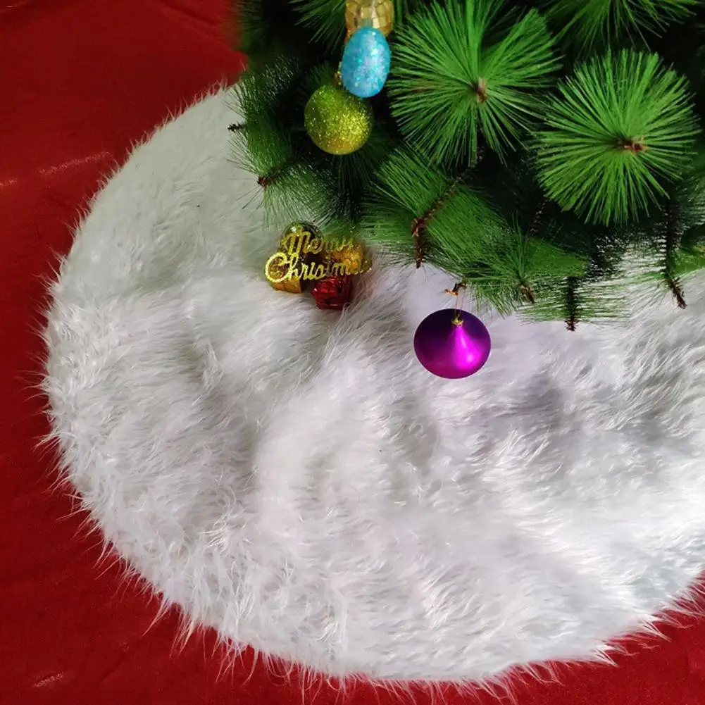 

1pc White Plush Christmas Tree Skirts Fur Carpet Merry Christmas Decoration for Home Natal Natal Tree Skirts New Year Decoration
