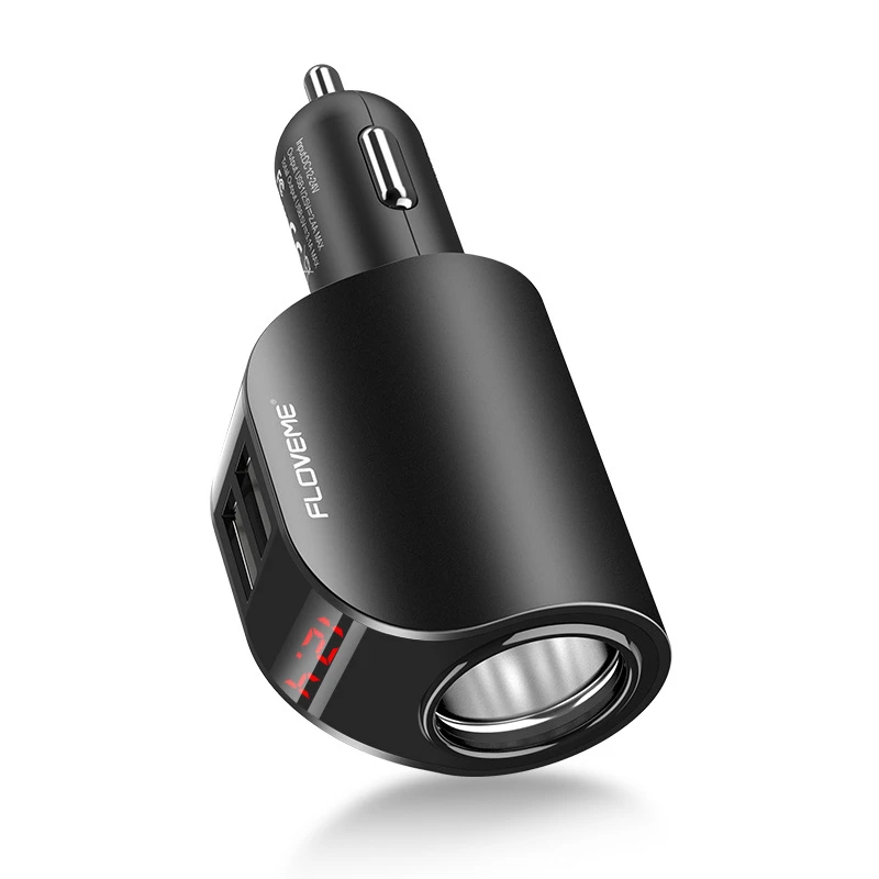 Автомобильное зарядное устройство с двумя USB портами цифровым дисплеем 5 В 3 1 А GPS