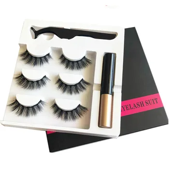 

Hot 3 Magnetic Eyelash Magnet Liquid Eyeliner Waterproof & Magnetic False Eyelashes & Tweezer Set Long Lasting Eyelash Extension
