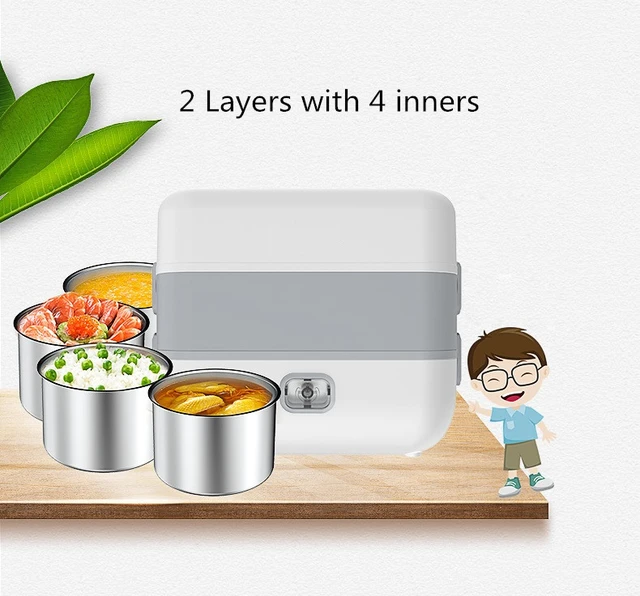 Electric lunch box Ceramic liner can be plugged in for heat preservation  250W automatic heating lunch box Mini rice cooker