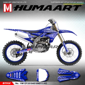 

HUMAART MX Graphics Racing Sticker Kit Custom Wrap Deco for Yamaha YZ450F YZ250F YZ250FX YZF250 YZF450 2018 2019 2020, Blue