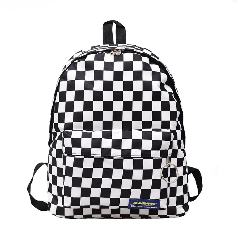 

2020 Unisex Plaid Nylon Female Travel Daypack Laptop Backpack Book Schoolbags Feminina School Casual Rucksack Women Bag Rugzak