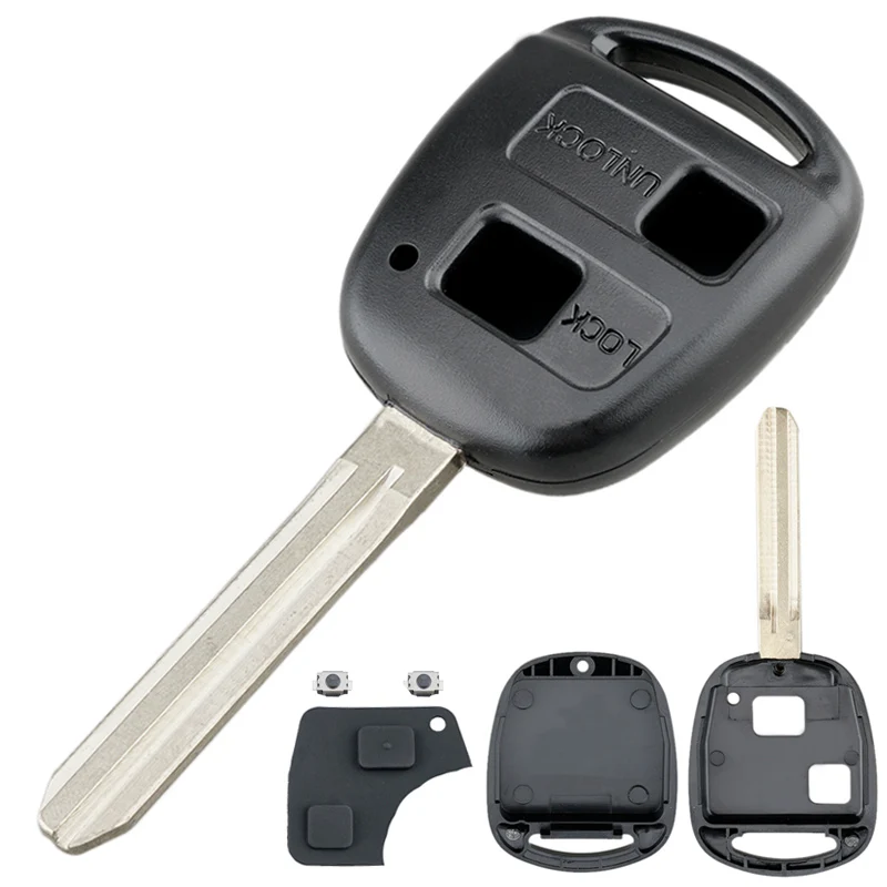 Car Key Case Car Remote Key Shell 2 Buttons with TOY43 Blade + 2 Micro Switches Fit for Toyota-Yaris Prado Tarago Camry Corolla key case,car key shell,folding car key shell