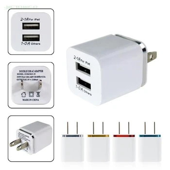 

100pcs/lot Dual USB Cell Mobile Phone Charger 5V2.1A/1A EU US Plug Wall Power Adapter for Ipad IPhone Samsung Cell Phones 2Ports