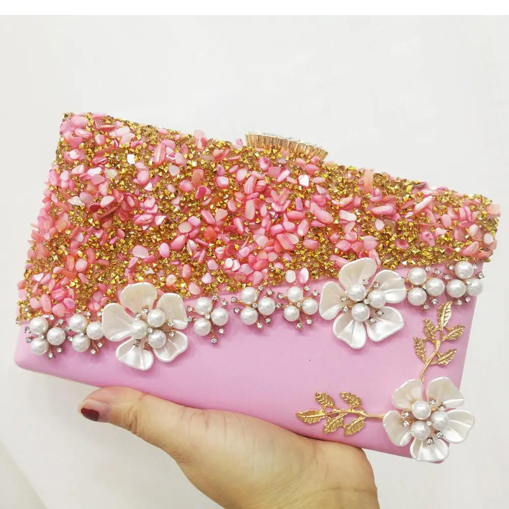 Новинка, разноцветный клатч с камнями, женские вечерние сумочки, вечерние сумочки для женщин, роскошные свадебные сумочки, Прямая поставка - Цвет: Pink