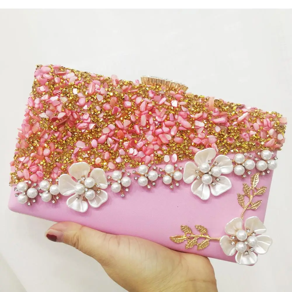 Pink Новинка, разноцветный клатч с камнями, женские вечерние сумочки, вечерние сумочки для женщин, роскошные свадебные сумочки, Прямая поставка - Цвет: Pink