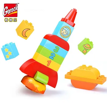 

1025 Numbers Rocket Large Building Blocks 18pcs Baby Kids Educational Bricks Toy Gift Compatible with Duploed
