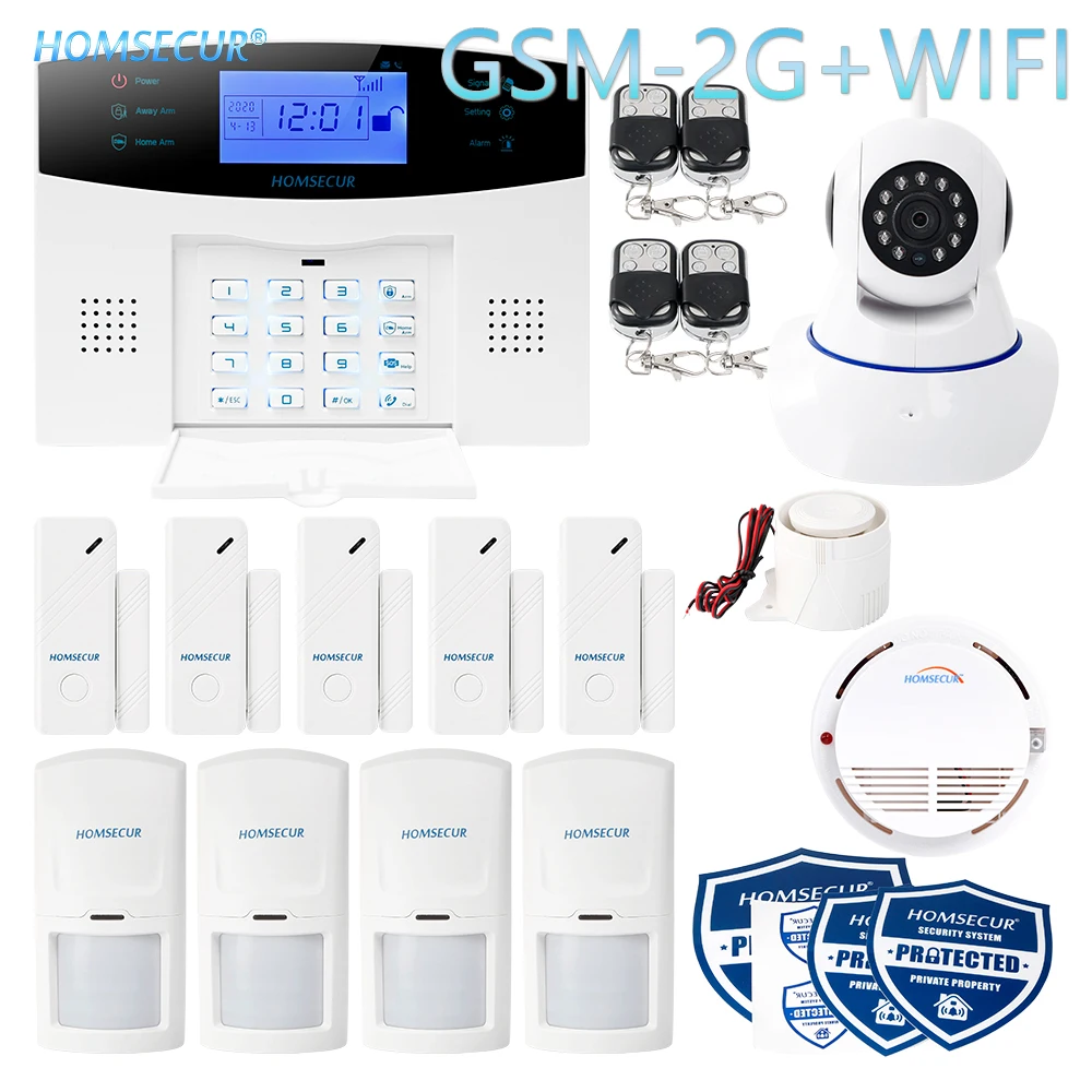 HOMSECUR беспроводный и проводной WIFI GSM домашняя система охранной сигнализации с