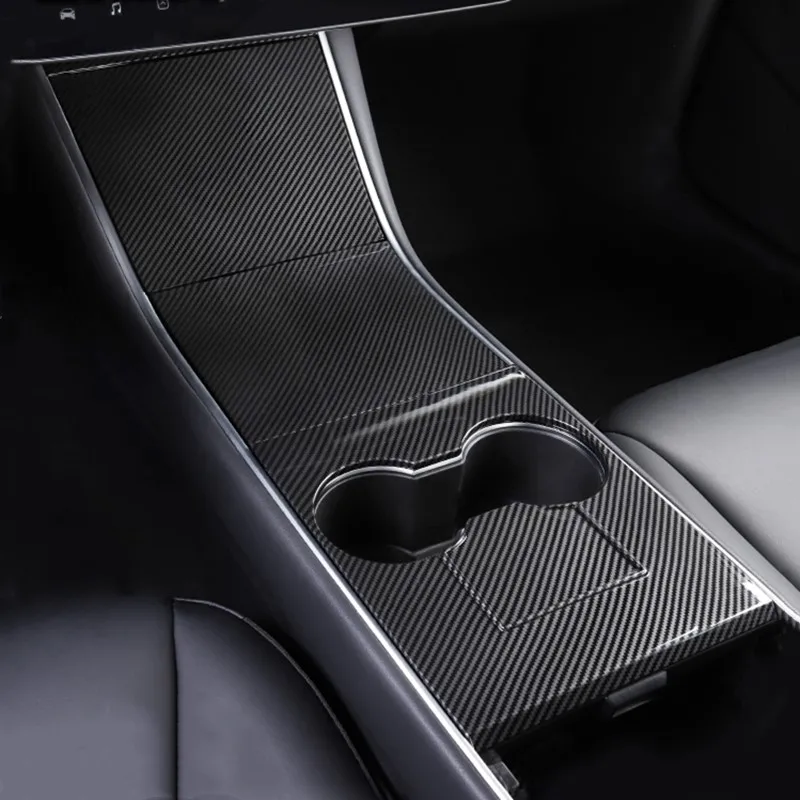 Углеродное волокно цвет центральной консоли переключения передач держатель стакана воды панель украшения Крышка Накладка для Tesla модель 3-19 стайлинга автомобилей