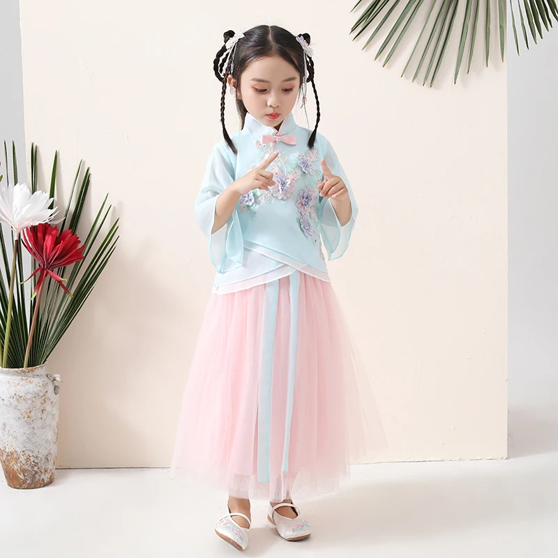  H2518 Children Hanfu Suit Summer Girl Chinese Ancient Style Princess Fairy Clothes Baby China Tradi