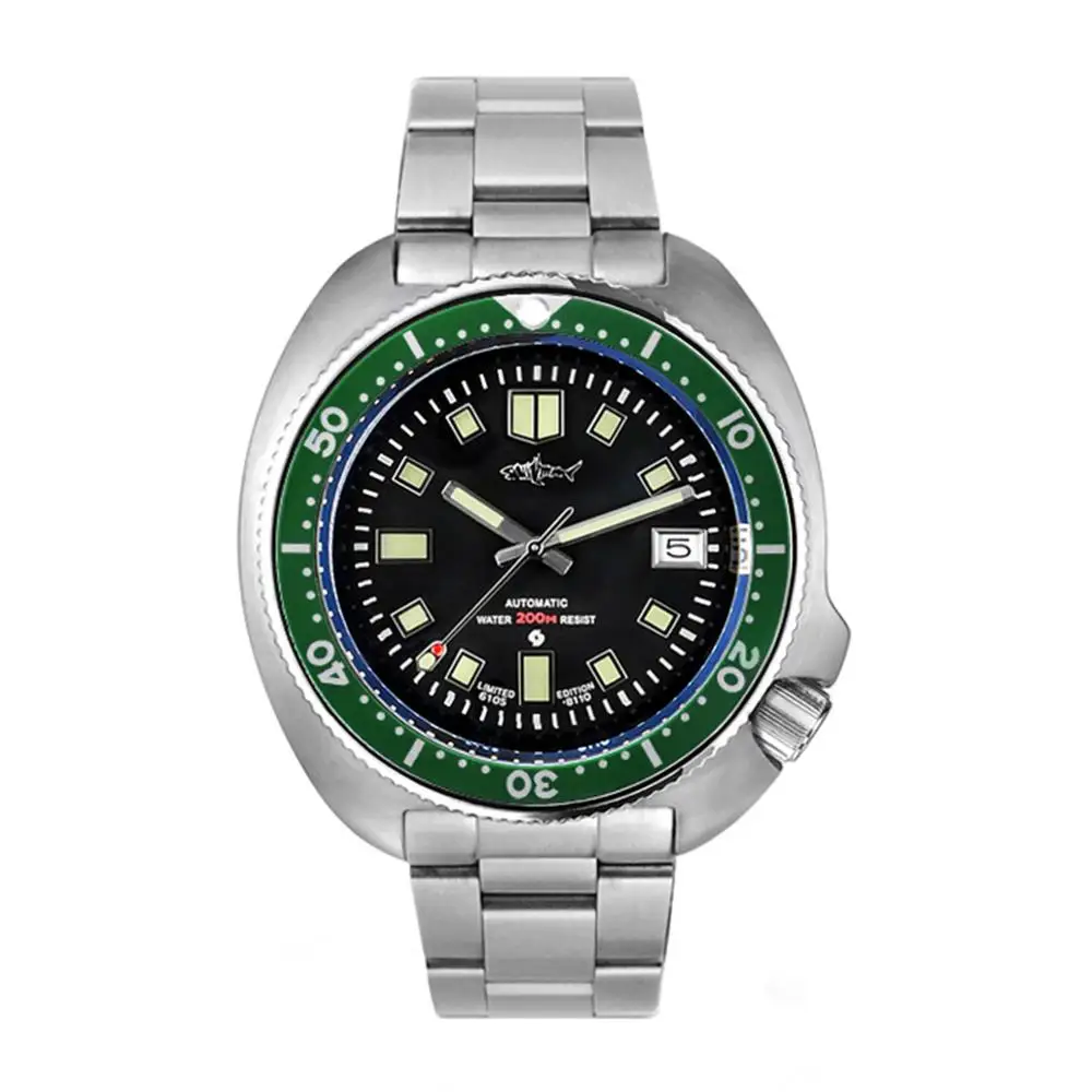 Японские тунец дайвер Автоматические наручные часы MarineMaster мужские черепаха 6105-8110 Sharkey автоматические механические часы