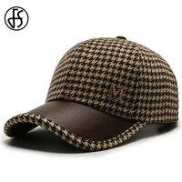 FS Brand Brown Plaid Baseball Caps For Men Winter British Houndstooth Trucker Cap Luxury Women Designer Hat Casquettes Hommes