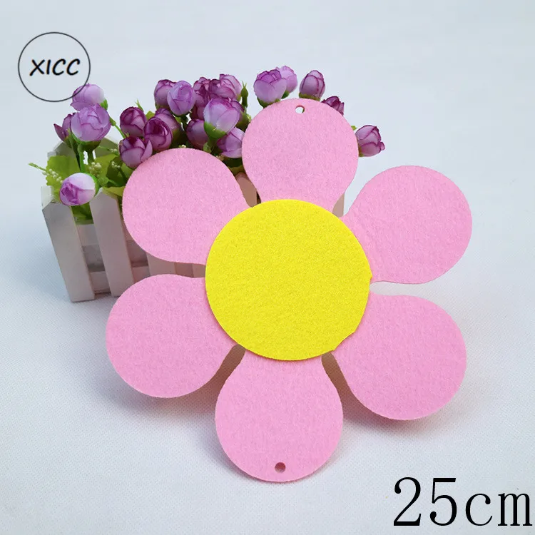 25cm-pink XICC большого размера разноцветный цветок наклейки на стену войлочная ткань детский сад украшения нетканый большой шесть лепестков цветок ремесло аксессуары - Цвет: 25cm-pink