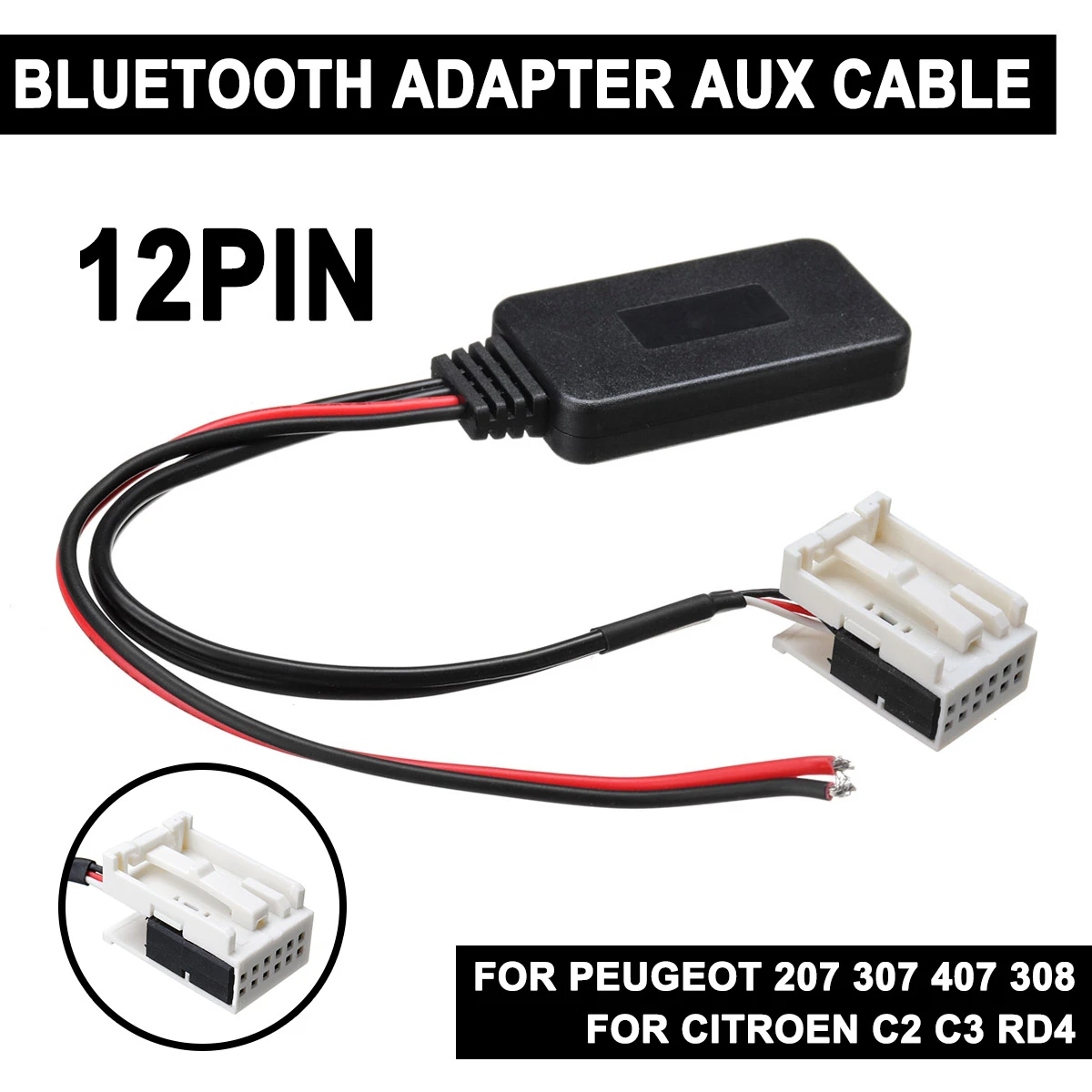 princip Lima peber 12pin Car Bluetooth Module For Citroen C2 C3 Rd4 For Peugeot 207 307 407  308 Wireless Radio Stereo Aux-in Aux Cable Adapter - Bluetooth Car Kit -  AliExpress