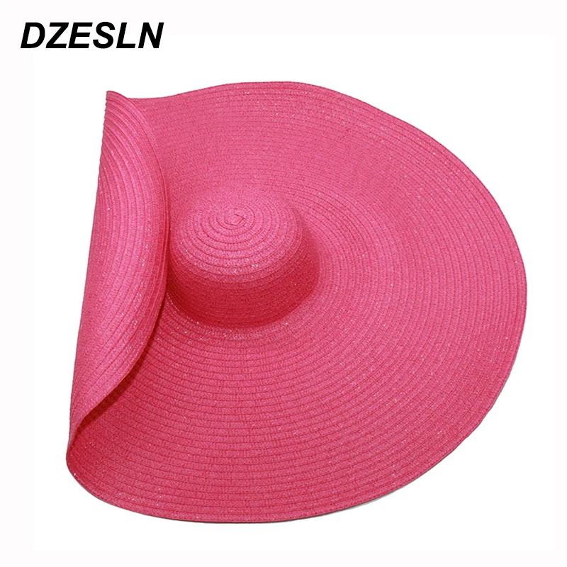 Dropshipping wholesale women bigger brim beach hats 15 colors oversized sun UV hat foldable NH974 | Аксессуары для одежды