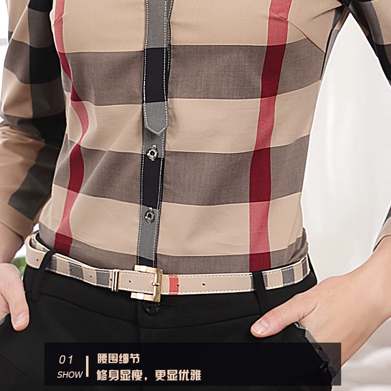 Рубашка женская дизайн чувство маленькая сетка Ретро Гонконг мода сердце машина дизайн чувство Тонкая Клетчатая Рубашка