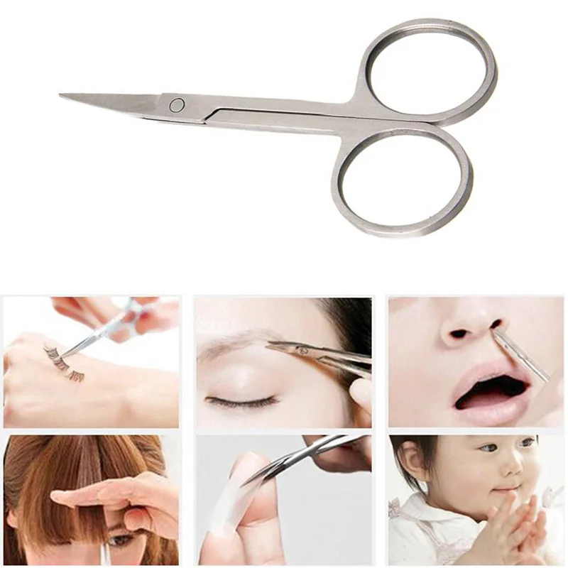 Stainless Steel Eyebrow Trimmer Hair Eyelash Shaping Curved Scissors Clips Cuticule Nail Brow Pedicure Dead Skin Remover tools | Красота и